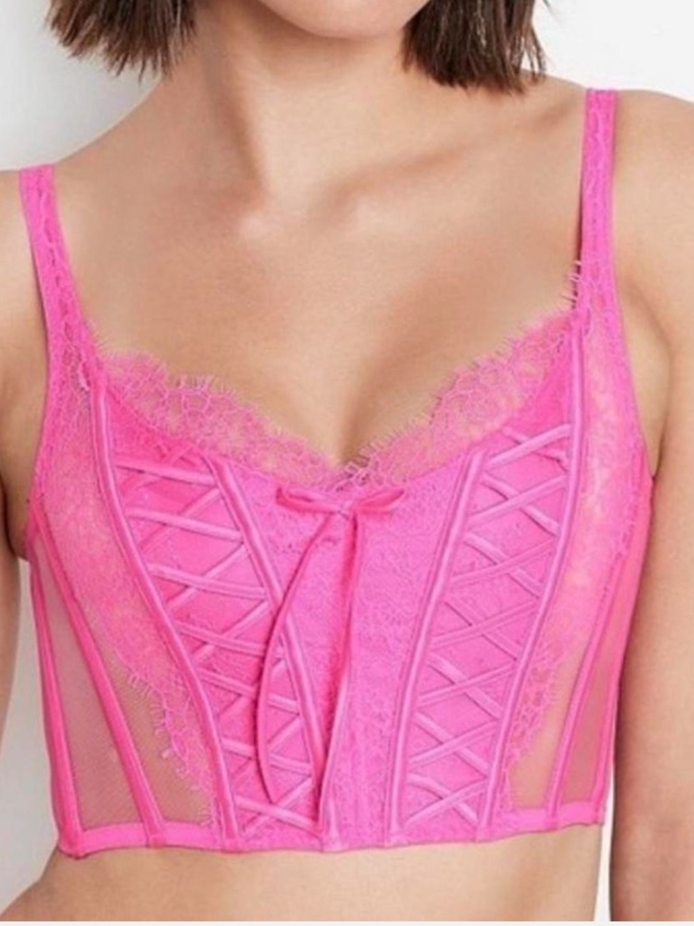 Victoria’s Secret Dream Angels Pink Lace Corset Bra size Small/DD